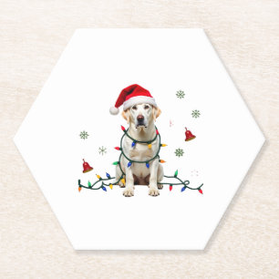 White Boxer Dog Ugly Christmas Sweater Funny Xmas  Paper Coaster