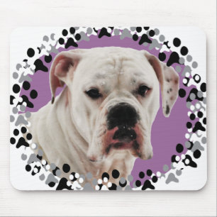 White Boxer Photo Mouse Pad
