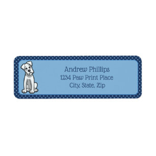 White Boxer with Light Blue Paw Prints
