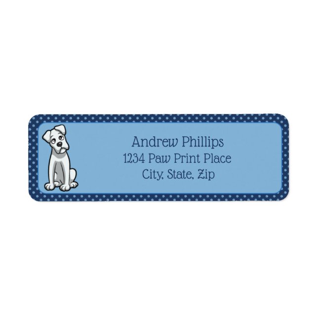 White Boxer with Light Blue Paw Prints (Front)