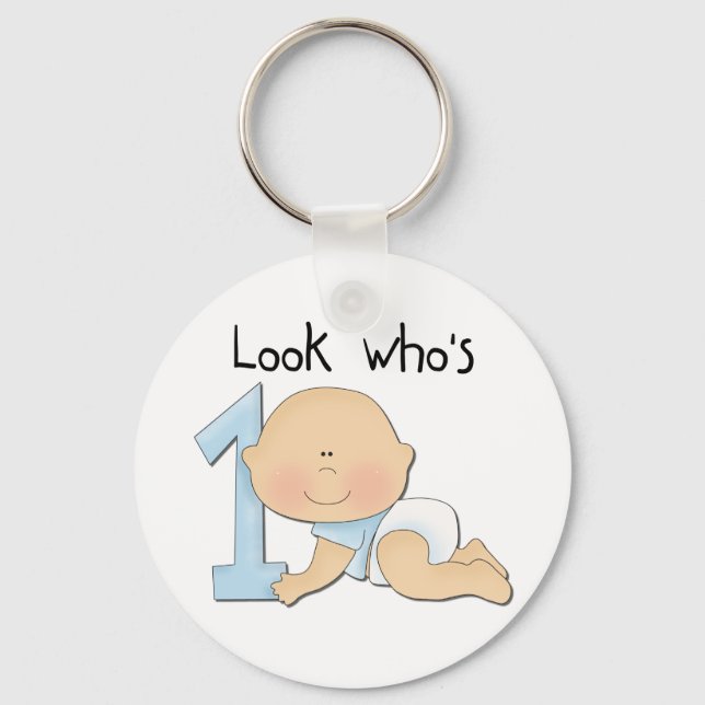 White Boy 1st Birthday Tshirts and Gifts Keychain (Front)