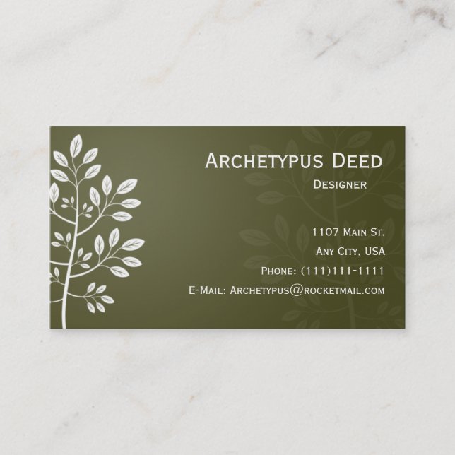 White Branch on Brown Business Card (Front)