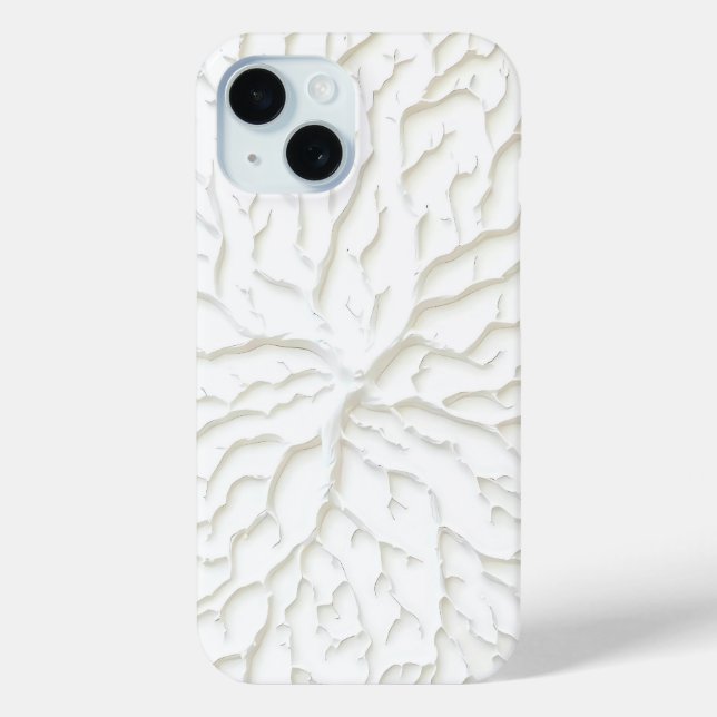 White Branch Texture iPhone Case Minimal Design (Back)