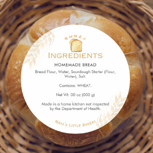 White Bread Wheat Bakery Ingredient Product Classic Round Sticker