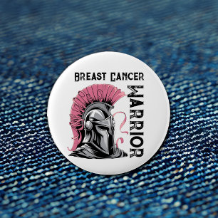 White Breast Cancer Warrior 2 Inch Round Button