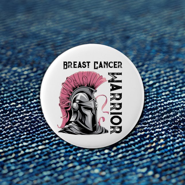 White Breast Cancer Warrior 2 Inch Round Button (Creator Uploaded)