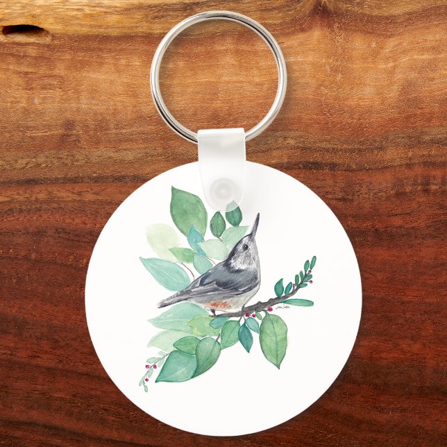 White Breasted Nuthatch Bird Art Keychain (White Breasted Nuthatch Bird Art Keychain from Jenn's Emporium. )