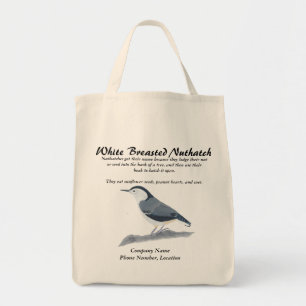 White Breasted Nuthatch Bird Info Tote Bags