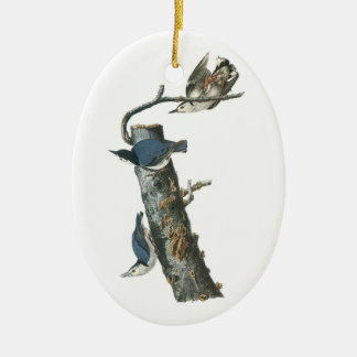 White-breasted Nuthatch by Audubon Ceramic Ornament