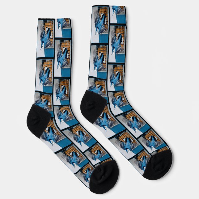 White-Breasted Nuthatch Flying Original Photo Socks (Right)