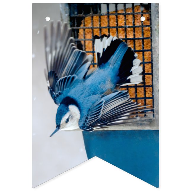 White-Breasted Nuthatch in Snow - Original Photo Bunting Flags (First Flag)