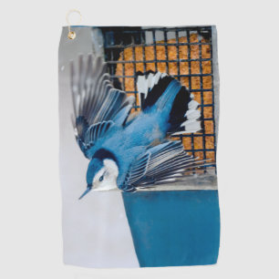 White-Breasted Nuthatch in Snow - Original Photo Golf Towel