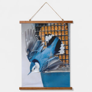 White-Breasted Nuthatch in Snow - Original Photo Hanging Tapestry