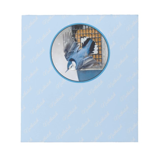 White-Breasted Nuthatch in Snow - Original Photo Notepad (Front)
