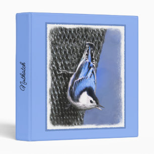 White-Breasted Nuthatch Painting Original Bird Art Binder
