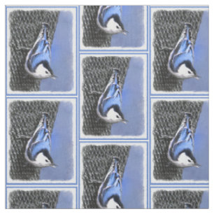 White-Breasted Nuthatch Painting Original Bird Art Fabric