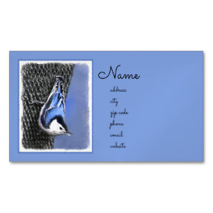 White-Breasted Nuthatch Painting Original Bird Art Magnetic Business Card
