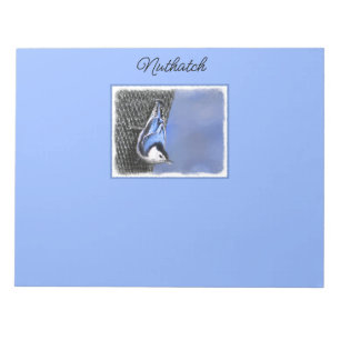White-Breasted Nuthatch Painting Original Bird Art Notepad
