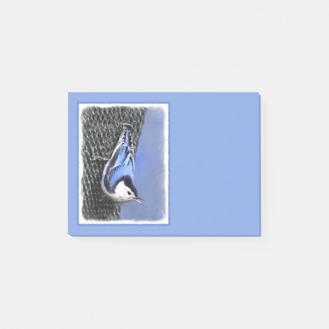 White-Breasted Nuthatch Painting Original Bird Art Post-it Notes (Front)
