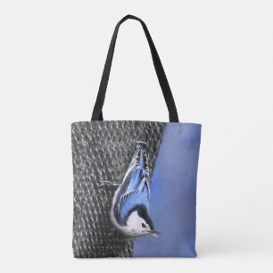 White-Breasted Nuthatch Painting Original Bird Art Tote Bag