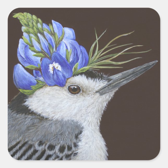 white breasted nuthatch with lupine stickers (Front)