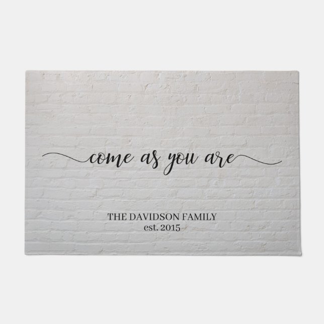 White Brick Come As You Are Personalized Welcome Doormat (Front)