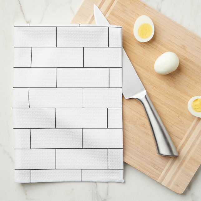 White Brick Design Kitchen Towel (Quarter Fold)