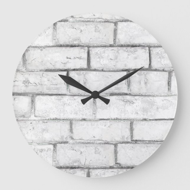 White Brick Modern Urban Large Clock (Front)