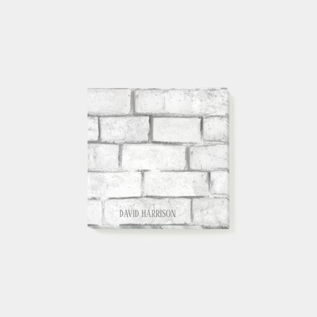 White Brick Wall Add Name 3x3 Post-it Notes (Front)