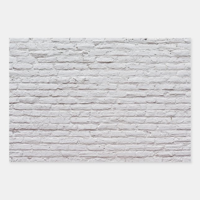 White Brick Wall Background Wrapping Paper Sheet (Front)