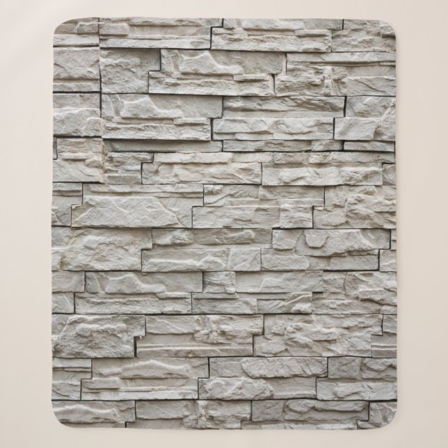 White brick wall pattern texture sherpa blanket (Front)