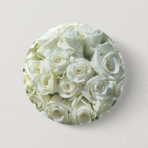 White Bridal Bouquet Button - Customizable