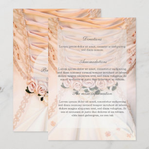 White Bridal Dress with Roses Wedding Directions Invitation