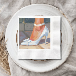 White Bridal Heels Wedding Napkin