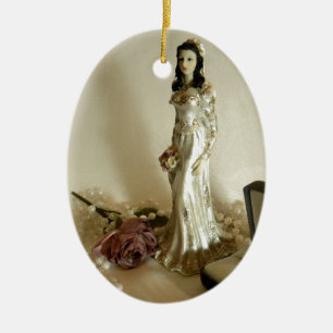 White Bridal III Ceramic Ornament