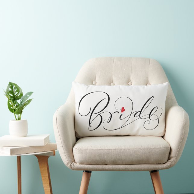 White Bride Flourished Wedding Honeymoon Lumbar Pillow (Chair)