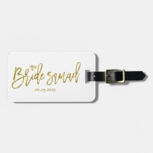 White Bride Squad With Diamond Luggage Tag