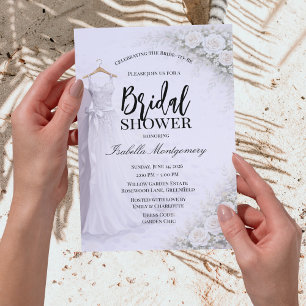 White Bridesmaid Dress Bridal Shower Invitation