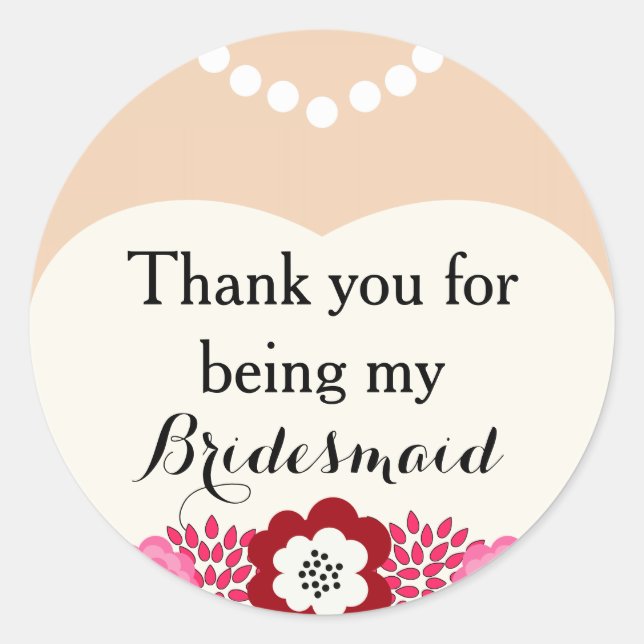White Bridesmaid Wedding Thank You Stickers (Front)