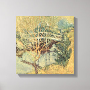 White Bridge by Twachtman, Vintage Impressionism Canvas Print
