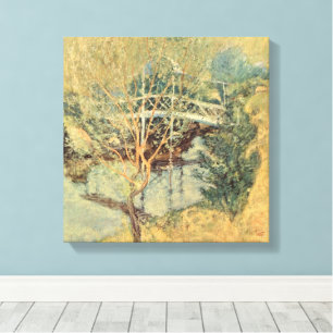 White Bridge by Twachtman, Vintage Impressionism Canvas Print
