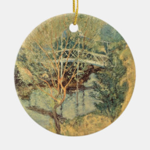 White Bridge by Twachtman, Vintage Impressionism Ceramic Ornament