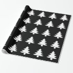 White Bright Christmas Tree Holiday Pattern Black Wrapping Paper<br><div class="desc">White Bright Christmas Tree Holiday Pattern Black</div>