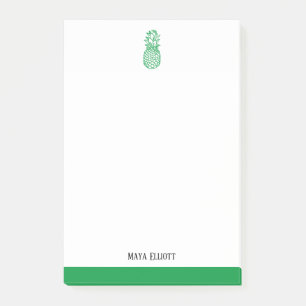 White & Bright Green Pineapple & Border, Name Post-it Notes