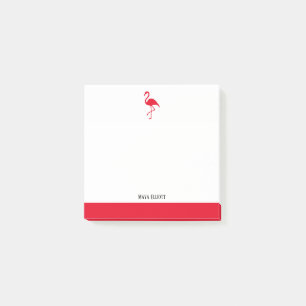 White & Bright Red Flamingo & Border with Name Post-it Notes