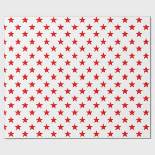 White Bright Red Stars Wrapping Paper