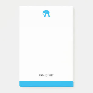 White & Bright Sky Blue Elephant & Border, Name Post-it Notes