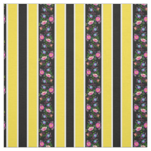 White, bright yellow/folk flowers/stripe/black fabric