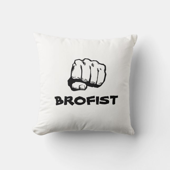 White BROFIST Pillow. Throw Pillow (Front)