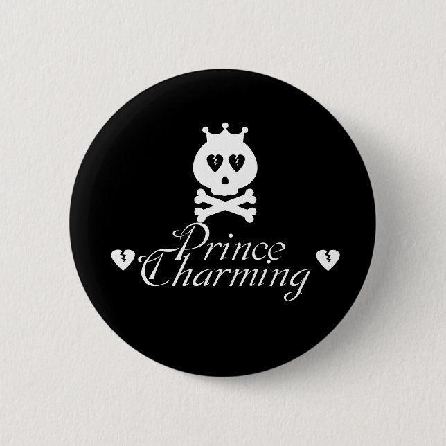 White Broken Heart Prince Charming Button (Front)